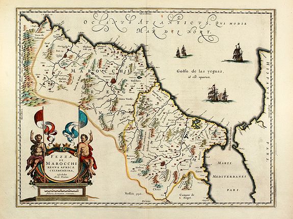 BLAEU, W.J., Fezzae et Marocchi regna Africae celeberrima, antique map, old maps