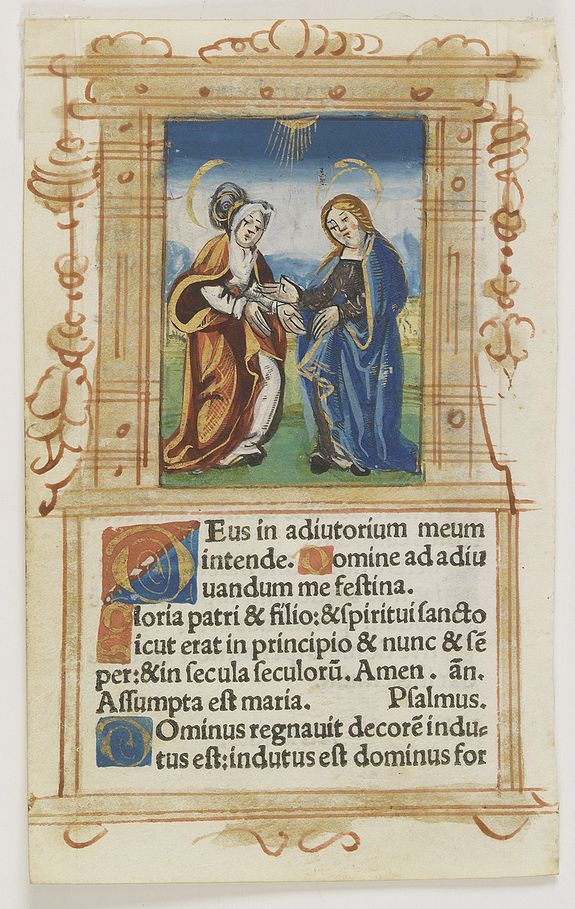 BOOK OF HOURS, Miniature from a book of hours., antique map, old maps
