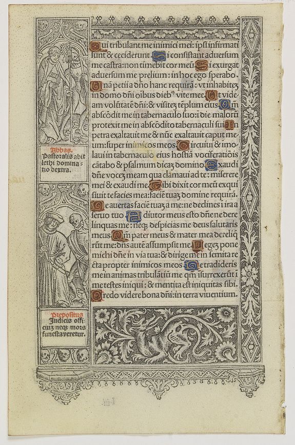 THILEMAN KERVER, Leaf from a printed Book of Hours., antique map, old maps
