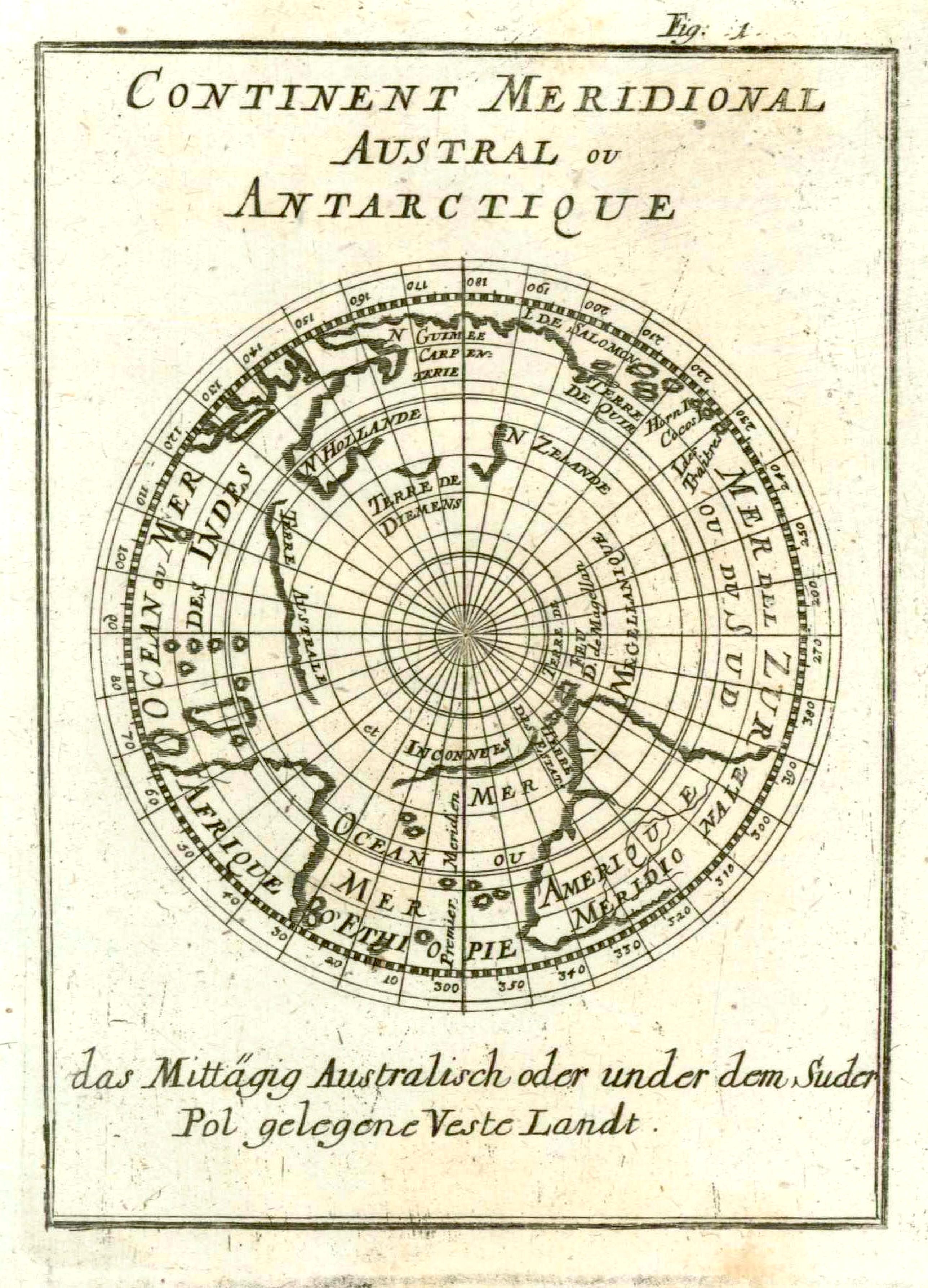 MALLET, A.M., Continent Meridional Austral ou Antarctique., antique map, old maps
