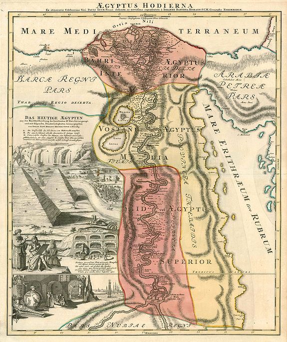 SEUTTER, M., Aegyptus Hodierna., antique map, old maps