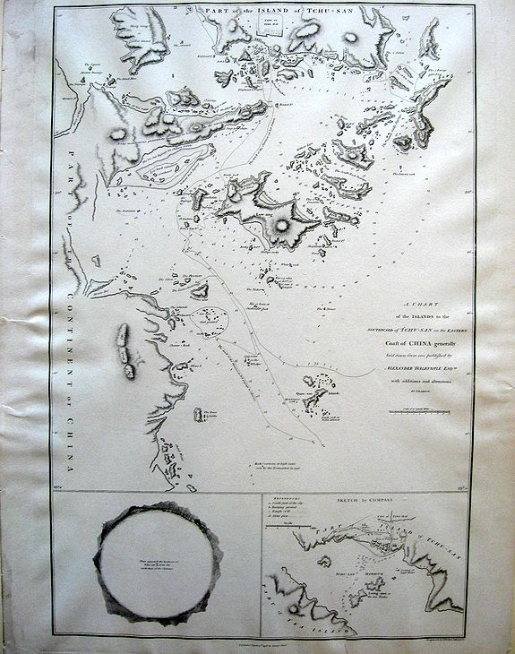 Staunton, Sir George Leonard, A Chart of the Islands to the Southward of Tschu-San on the Eastern Coaft of China...., antique map, old maps