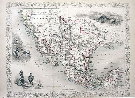 TALLIS, J., Mexico, California and Texas., antique map, old maps