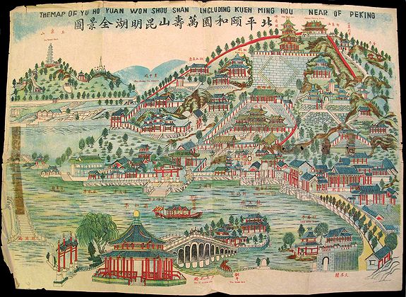 ANONYMOUS, The Map of Yu Ho Yuan Won Shou Shan Including Kuen Ming Hou Near of Peking., antique map, old maps