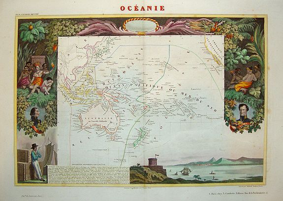 LEVASSEUR, Victor, Oceania., antique map, old maps