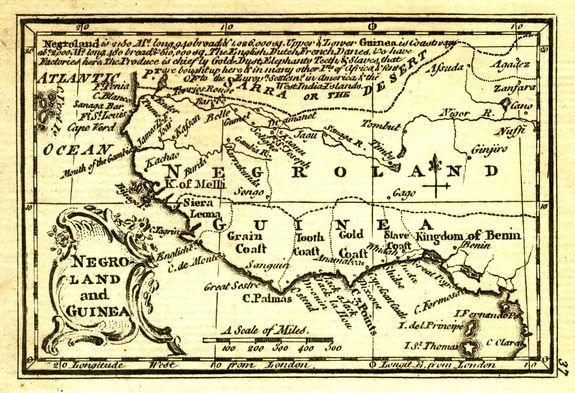 GIBSON, J., Negroland and Guinea., antique map, old maps