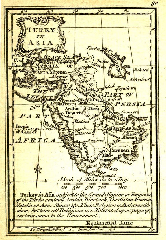 GIBSON, J., Turky in Asia., antique map, old maps