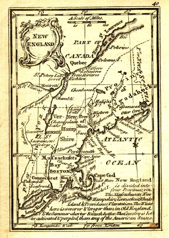 GIBSON, J., New England., antique map, old maps