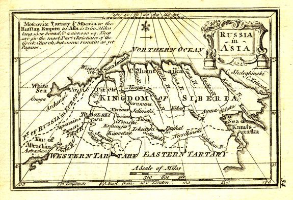 GIBSON, J., Russia in Asia., antique map, old maps