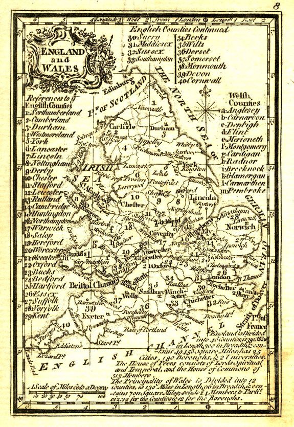 GIBSON, J., England and Wales., antique map, old maps