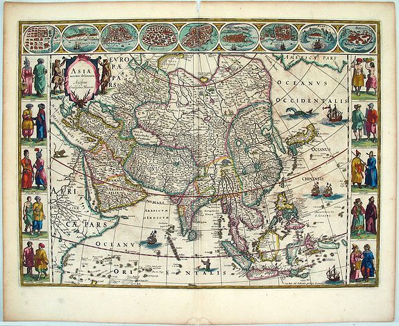 BLAEU, W.J., ASIA noviter delineata Autore Guiljelmo Blaeuw., antique map, old maps