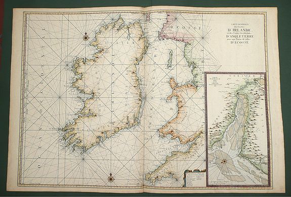 VAN LOON, H., Carte Generale de Costes D'Irlande, et des Costes Occidentales D'Angleterre avec une Partie de celles D'Ecosse. , antique map, old maps