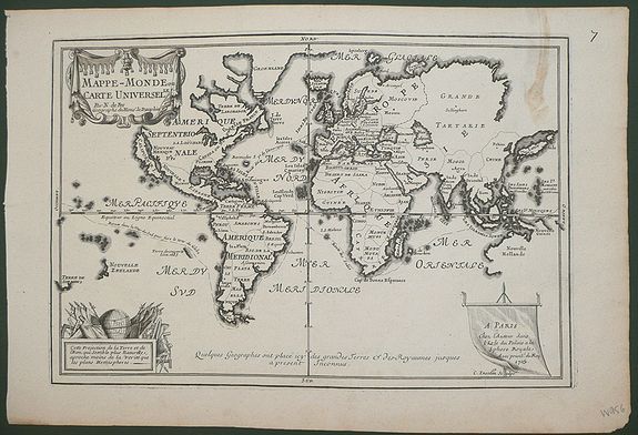 FER, N. de, MAPPE-MONDE ou CARTE UNIVERSELL, antique map, old maps