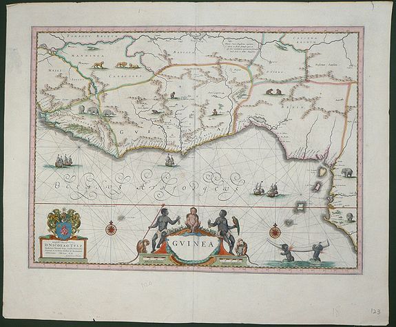 BLAEU, W. / J., Guinea., antique map, old maps