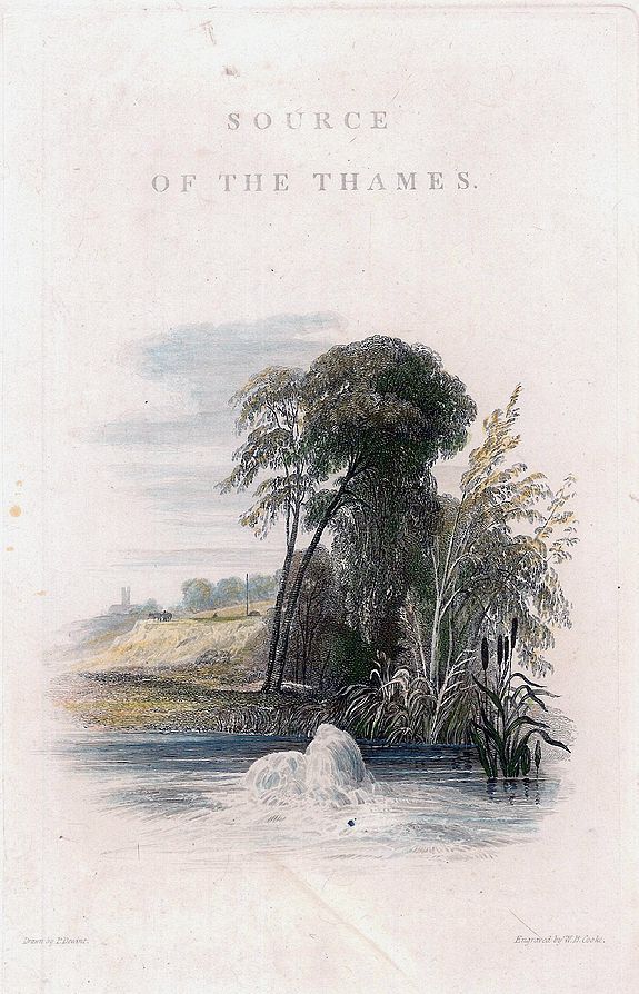 COOKE, W. B., Set of 8 views from 'Source of the Thames', antique map, old maps