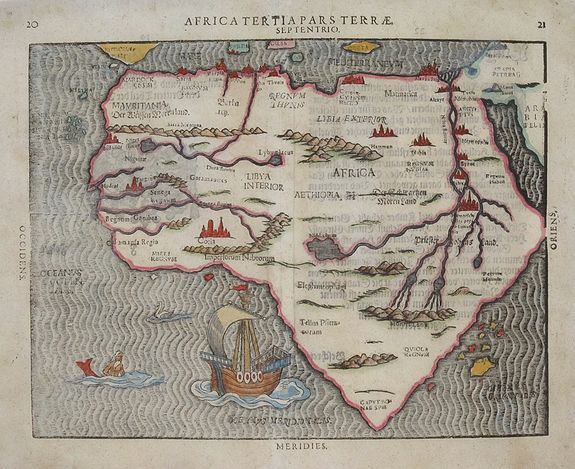 BÜNTING, H., AFRICA TERTIA PARS TERRÆ ., antique map, old maps