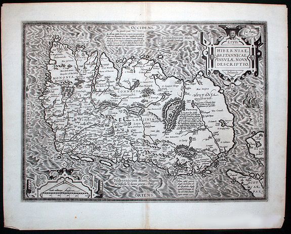 ORTELIUS, A., Eryn - Hiberniae, Britannicae Insulae, Nova Descriptio - Irelandt, antique map, old maps