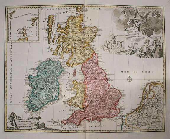 ELWE, J. B., Les Isles Britanniques qui contiennent les Royaumes d’ Angleterre, Escosse, et Irlande distingues en leurs principales Provinces…, antique map, old maps