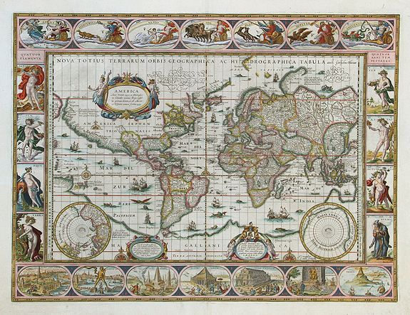 BLAEU, W., Nova Totius Terrarum Orbis Geographica Ac Hydrographica Tabula., antique map, old maps