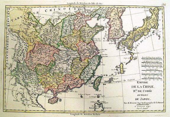 SANTINI, F., Empire de la Chine, Rme. de Coree et Isles du Japon., antique map, old maps
