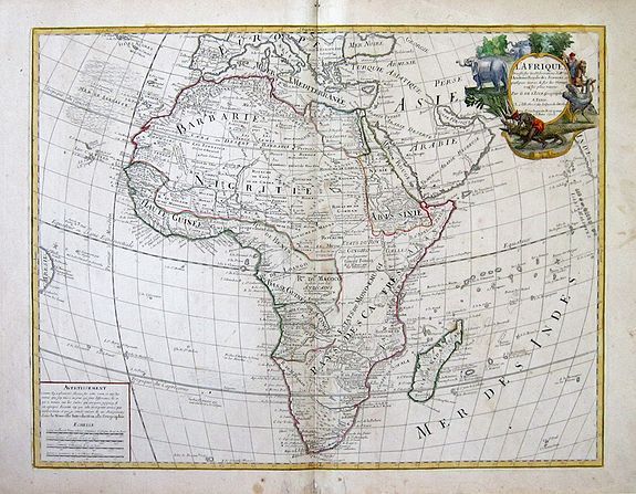 DE L'ISLE, Guilaume, L\' AFRIQUE, Dressée sur les Observations de Mrs. de l\'Academie Royale des Sciences, et quelques autres, & sur les Memoi= res les plus recens. , antique map, old maps