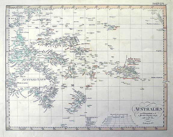 STIELER / PERTHES, AUSTRALIEN nach Krusenstern..., antique map, old maps