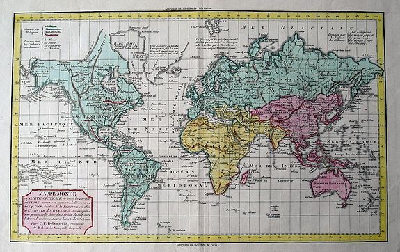 DELAMARCHE, C. F., MAPPE-MONDE ou CARTE GENERALE de toutes les parties du GLOBE, MAPPE-MONDE ou CARTE GÈNÈRALE de toutes les parties du GLOBE, corrigée et augmentée des Découvertes du Cap. COOK, de celles de la PEROUSE en 1801, de VANCOUVER, de MACKENSIE en 1802..., antique map, old maps