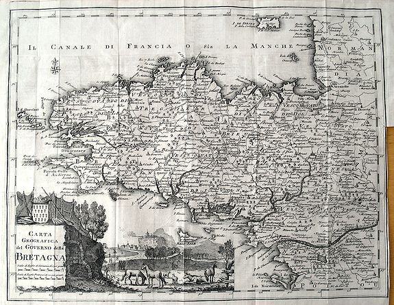 ALBRIZZI, G., Carta Geografica del Governo della Bretagna., antique map, old maps