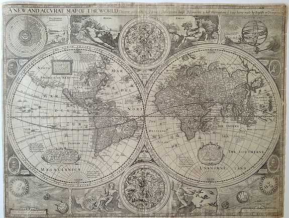 SPEED, J., A New and Accurat map of the World..., antique map, old maps
