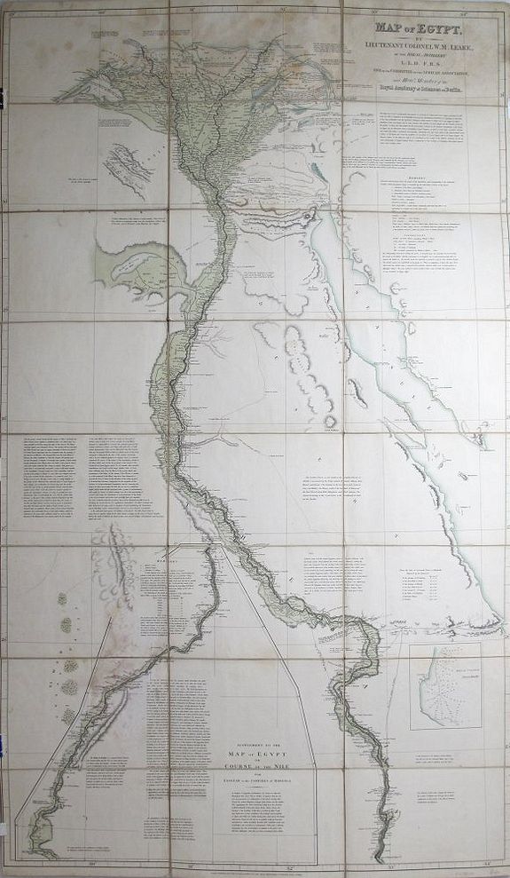 LEAKE, W.M., Lieutenant Colonel., Map of Egypt ..., antique map, old maps