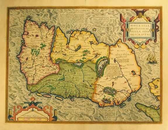ORTELIUS, A., Eryn – Hiberniae, Britannicae Insulae, Nova Descriptio – Irelandt., antique map, old maps