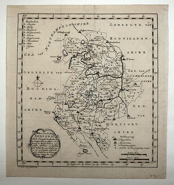 MEIJER, Pieter, Het Graafschap BEDFORD..., antique map, old maps