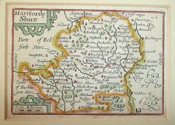 VAN DEN KEERE, P., Hartforde Shire (Hertfordshire)., antique map, old maps