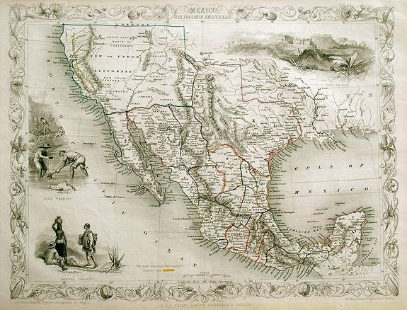 TALLIS, J. / F., Mexico, California and Texas., antique map, old maps