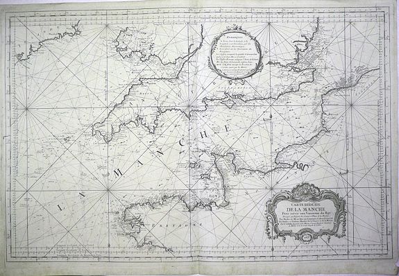 BELLIN, Jacques Nicholas., Carte de la Manche réduite Pour servir aux Vaisseaux du Roy., antique map, old maps