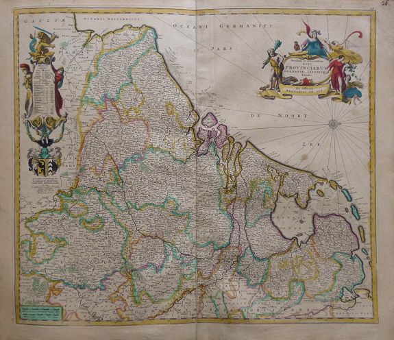 WIT, F. DE, Novissima et Accuratissima XVII Provinciarum Germaniae Inferioris Tabula., antique map, old maps