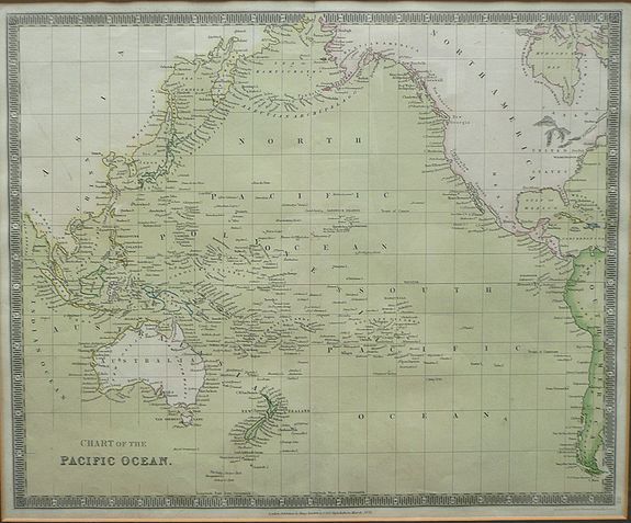 DOWER, J., CHART OF THE PACIFIC OCEAN., antique map, old maps