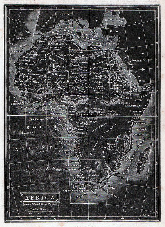 ARCHER, J., Africa., antique map, old maps