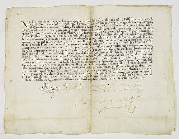 ANONYMOUS, Spanish inquisition document, manuscript on vellum., antique map, old maps