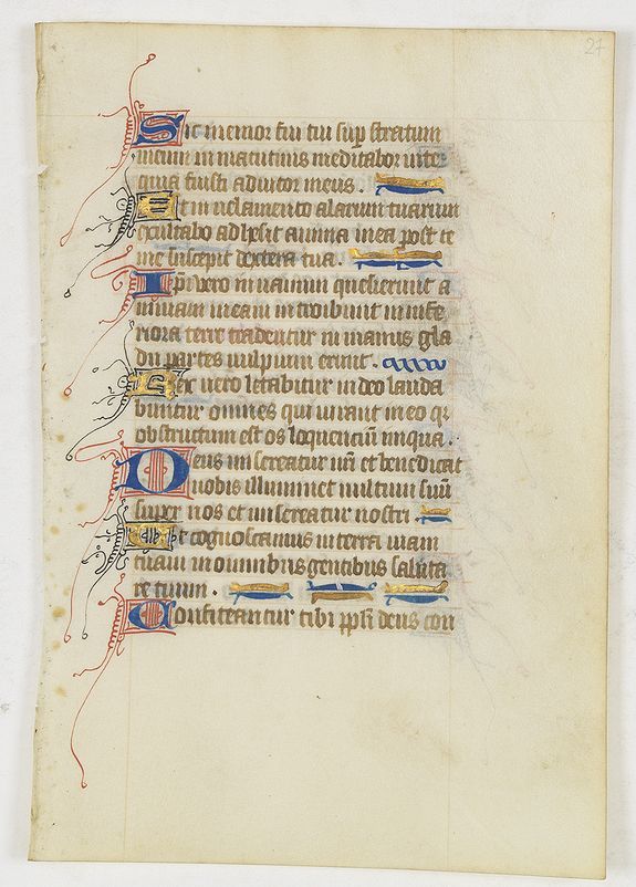 BOOK OF HOURS, Manuscript leaf from a book od hours, written in Latin, in a neat gothic bookhand., antique map, old maps