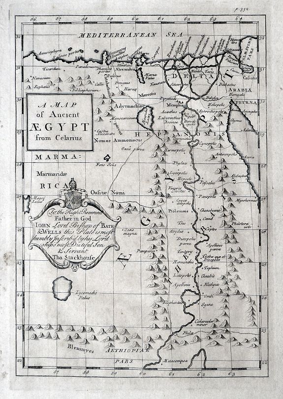 STACKHOUSE, Th., A Map of Ancient AEGYPT from Celarius., antique map, old maps
