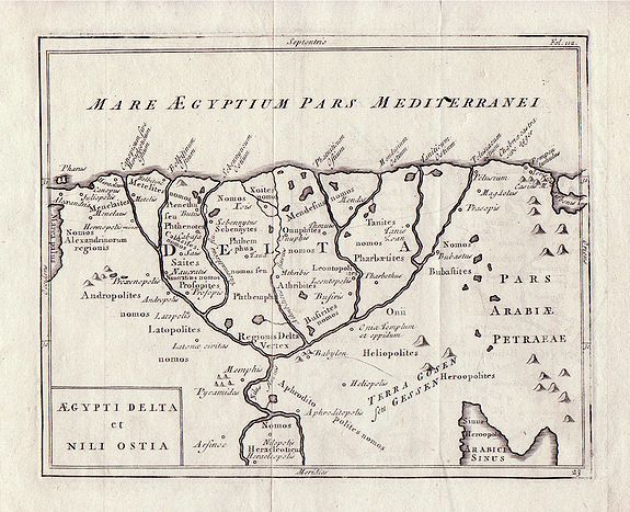 Christoph Cellarius, Aegypti Delta et Nili Ostia., antique map, old maps