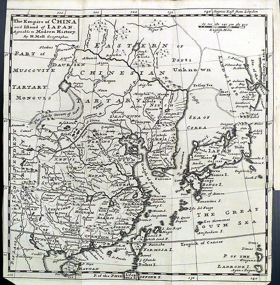 MOLL, H., The Empire of China and Island of Japan., antique map, old maps