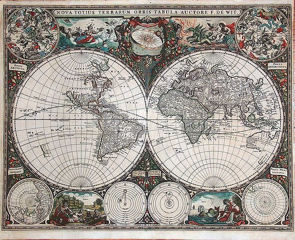 DE WIT, F., Nova totius terrarum orbis tabula auctore F. de Wit., antique map, old maps