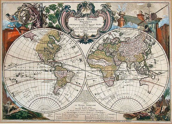 LE ROUGE, Georges Louis, Mappe Monde Nouvelle Dediee a Monseigneur le Comte de Maurepas Ministre..., antique map, old maps