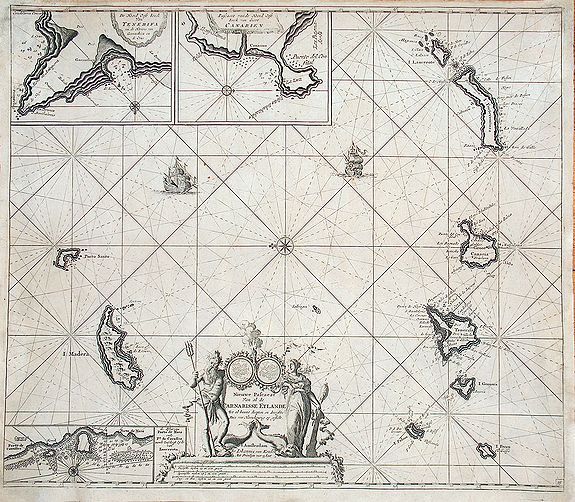 VAN KEULEN, J., Nieuwe Pascaert van al de Carnarisse Eylande. , antique map, old maps