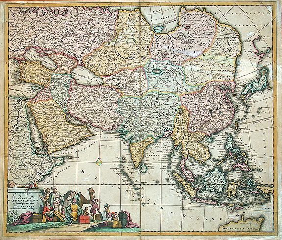 DANCKERTS, T., Exactissima Asiae delineatio in praecipuas. . ., antique map, old maps