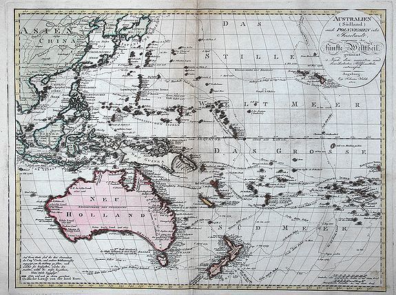 WALCH, J, Australien (Südland) auch Polynesien oder Inselwelt. . ., antique map, old maps