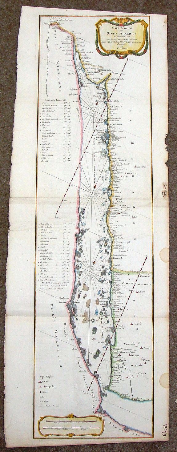 NIEBUHR, C., Mare Rubrum Sinus Arabicus Ad Observationes Maximam Partem ab Auctore Annis MDCCLXII et MDCCLXIII., antique map, old maps