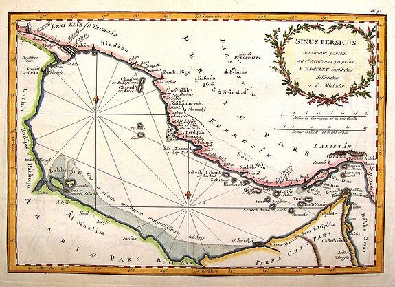 NIEBUHR, C., Sinus Persicus Maximam Partem ad Observationes Proprias a MDXXLXV., antique map, old maps